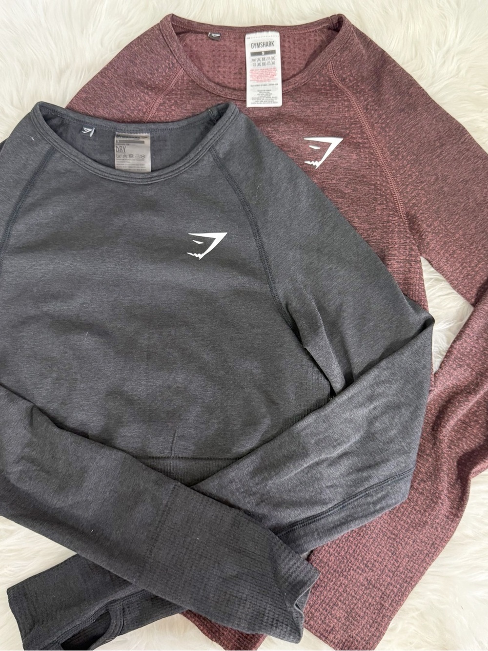 Gymshark Vital Seamless 2.0 Crop Top Bundle Small Black & Burgundy